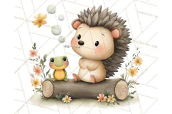 Hedgehog & Friends PNG, Cute Woodland Animals Clipart Product Image 4