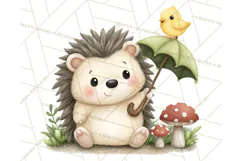 Hedgehog & Friends PNG, Cute Woodland Animals Clipart Product Image 5
