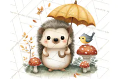 Hedgehog & Friends PNG, Cute Woodland Animals Clipart Product Image 2