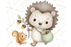 Hedgehog &amp; Friends PNG, Cute Woodland Animals Clipart Product Image 4