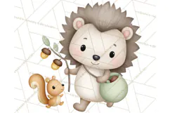 Hedgehog & Friends PNG, Cute Woodland Animals Clipart Product Image 4