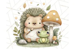Hedgehog & Friends PNG, Cute Woodland Animals Clipart Product Image 5