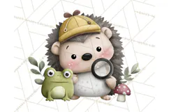Hedgehog & Friends PNG, Cute Woodland Animals Clipart Product Image 4