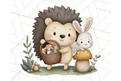 Hedgehog & Friends PNG, Cute Woodland Animals Clipart Product Image 2