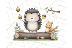 Hedgehog &amp; Friends PNG, Cute Woodland Animals Clipart Product Image 3