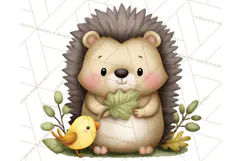 Hedgehog & Friends PNG, Cute Woodland Animals Clipart Product Image 4