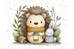 Hedgehog &amp; Friends PNG, Cute Woodland Animals Clipart Product Image 5