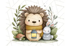 Hedgehog & Friends PNG, Cute Woodland Animals Clipart Product Image 5