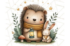 Hedgehog &amp; Friends PNG, Cute Woodland Animals Clipart Product Image 2
