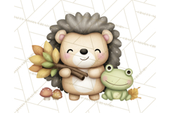 Hedgehog &amp; Friends PNG, Cute Woodland Animals Clipart Product Image 4