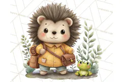 Hedgehog & Friends PNG, Cute Woodland Animals Clipart Product Image 2
