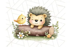 Hedgehog & Friends PNG, Cute Woodland Animals Clipart Product Image 3