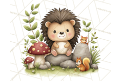 Hedgehog &amp; Friends PNG, Cute Woodland Animals Clipart Product Image 4
