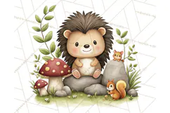 Hedgehog & Friends PNG, Cute Woodland Animals Clipart Product Image 4