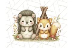 Hedgehog & Friends PNG, Cute Woodland Animals Clipart Product Image 5