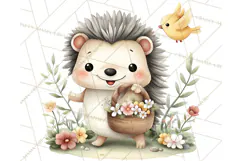 Hedgehog & Friends PNG, Cute Woodland Animals Clipart Product Image 3