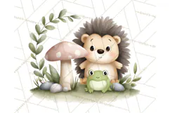Hedgehog & Friends PNG, Cute Woodland Animals Clipart Product Image 4