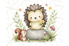 Hedgehog & Friends PNG, Cute Woodland Animals Clipart Product Image 5