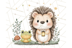 Hedgehog &amp; Friends PNG, Cute Woodland Animals Clipart Product Image 3