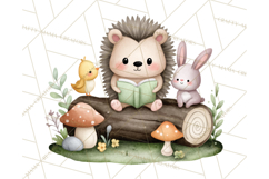 Hedgehog &amp; Friends PNG, Cute Woodland Animals Clipart Product Image 4