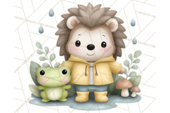 Hedgehog &amp; Friends PNG, Cute Woodland Animals Clipart Product Image 2