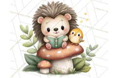 Hedgehog &amp; Friends PNG, Cute Woodland Animals Clipart Product Image 4
