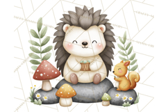 Hedgehog &amp; Friends PNG, Cute Woodland Animals Clipart Product Image 4