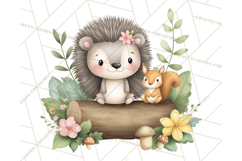 Hedgehog &amp; Friends PNG, Cute Woodland Animals Clipart Product Image 5