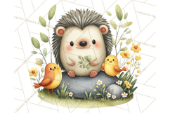 Hedgehog &amp; Friends PNG, Cute Woodland Animals Clipart Product Image 2