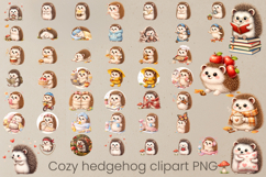 Cozy hedgehog sublimation | Cute hedgehog clipart bundle Product Image 1