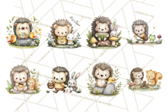 Hedgehog &amp; Friends PNG, Cute Woodland Animals Clipart Product Image 3