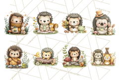 Hedgehog &amp; Friends PNG, Cute Woodland Animals Clipart Product Image 4
