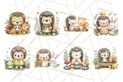 Hedgehog &amp; Friends PNG, Cute Woodland Animals Clipart Product Image 6