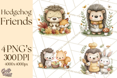 Hedgehog &amp; Friends PNG, Cute Woodland Animals Clipart Product Image 1