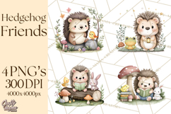 Hedgehog &amp; Friends PNG, Cute Woodland Animals Clipart Product Image 1