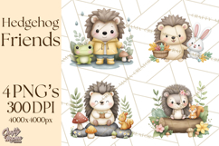 Hedgehog &amp; Friends PNG, Cute Woodland Animals Clipart Product Image 1