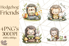 Hedgehog &amp; Friends PNG, Cute Woodland Animals Clipart Product Image 1