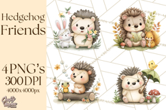 Hedgehog &amp; Friends PNG, Cute Woodland Animals Clipart Product Image 1