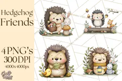 Hedgehog & Friends PNG, Cute Woodland Animals Clipart Product Image 1