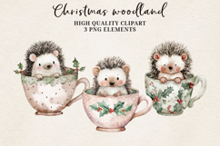Christmas Woodland Hedgehogs PNG | Cute Winter animals Product Image 1