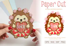 Love Hedgehog Layered Paper Cut and Laser Cut SVG Design Product Image 1