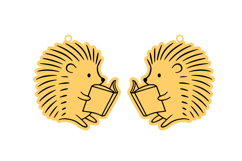 Hedgehog Reading Book Earrings Laser Cut SVG Template Product Image 2