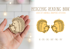 Hedgehog Reading Book Earrings Laser Cut SVG Template Product Image 1