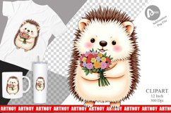 Hedgehog Spring Bouquet Clipart Product Image 1