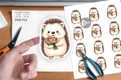 Hedgehog Spring Bouquet Sticker Product Image 1
