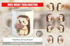 Mug Wrap Hedgehog Spring Bouquet Product Image 1
