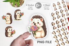 Hedgehog Spring Bouquet Sticker Product Image 1