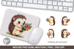 Mouse Pad Hedgehog Spring Bouquet Product Image 1
