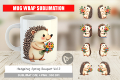 Mug Wrap Hedgehog Spring Bouquet Product Image 1