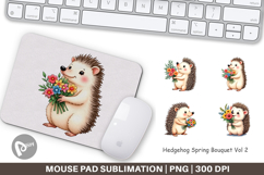 Mouse Pad Hedgehog Spring Bouquet Product Image 1